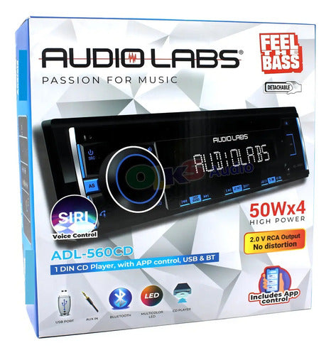 Autoestereo Cd Am Fm Bt Siri App 4rca 2v Audiolabs Adl-560cd