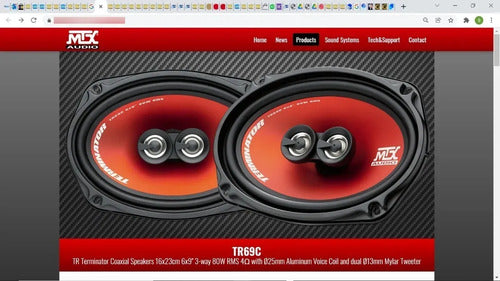 Bocinas 6x9 Triaxiales 3 Vias 320 Watts Mtx Terminator Tr69c Color Negro Con Rojo Naranja