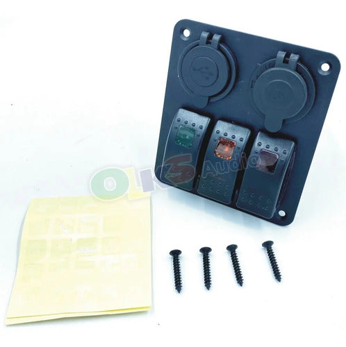 Panel 3 Switch Botonera Usb Cargador Rockseries Rks-sw3usb