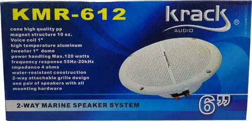 Par Bocinas Marinas 6  2 Vias 4 Ohms 120w Max Krack Kmr-612