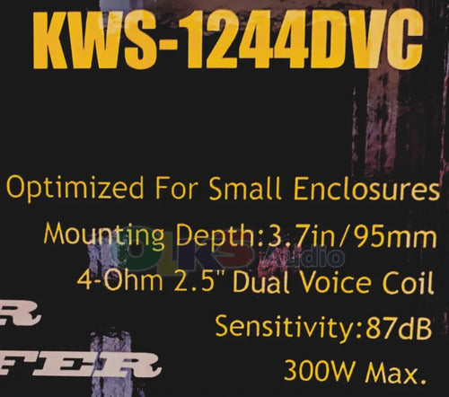 Subwoofer Plano De 12 150w. Rms 4 + 4 Ohms Krack Kws-1244dvc Color Negro Con Amarillo