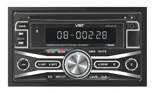 Autoestéreo Doble Din Bluetooth Usb Sd Aux Vst Vcd-651b Control Negro