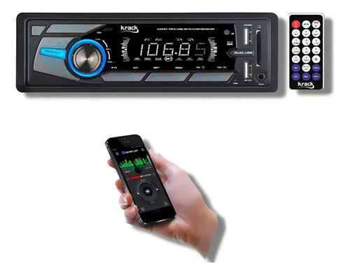 Autoestéreo Usb Bluetooh Aux Control 4x50w Krack Ksf-618 B