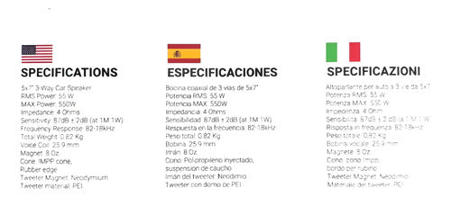 Bocinas Coaxiales 3 Vias De 5x7¨ 550 Watts Max Treo Studio57