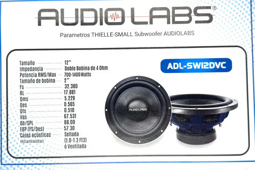 Subwoofer De 12 700w Rms Spl Open Show Audiolabs Adl-sw12dvc
