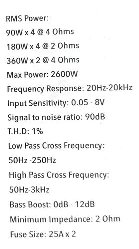 Amplificador Atomic Krypton 4 2600 W 4 Canales Clase A Negro