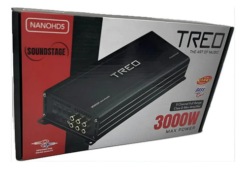 Amplificador 5 Canales Treo Nanohd5 Clase D Para Auto Potente 110wx4 + 900wx1 Negro