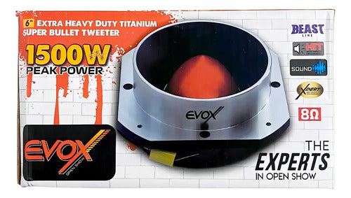 2 Super Tweeter Bala De 6'' Titanio 750w Rms Evox Evx6master