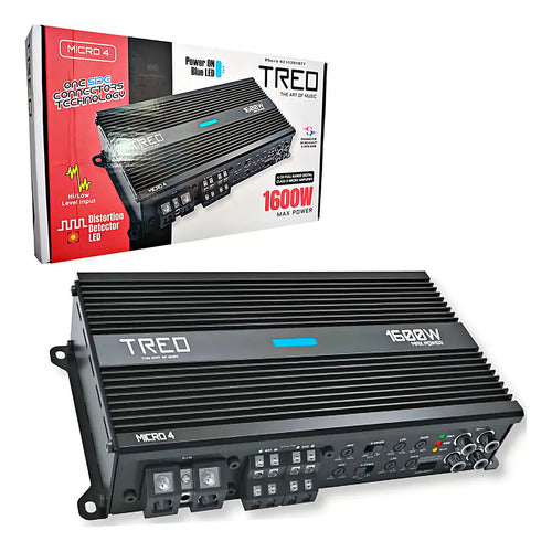 Amplificador Clase D 4canales Treo Micro4 1600watts Max Color Negro