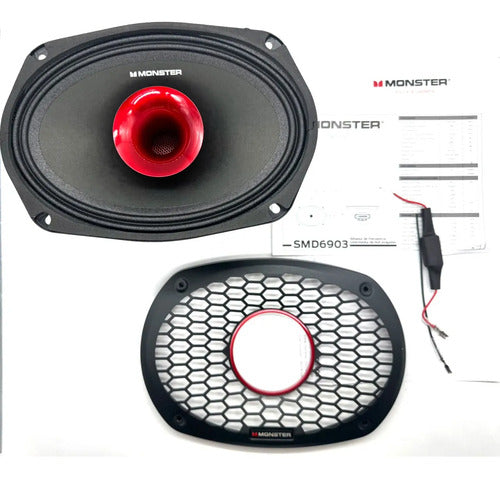 2 Medios Rango Con Driver 6x9 700w Rms 8 Ohm Monster Smd6903