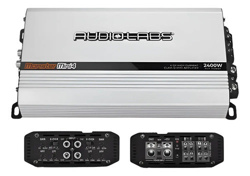 Amplificador Audio Labs Monster Mini4 2400w Max 4 Ch Clase D Color Plateado