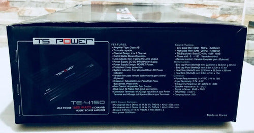 Amplificador 4 Canales 720w Rms Marca Nesa Te-4150 Para Carro Y Camioneta Negro