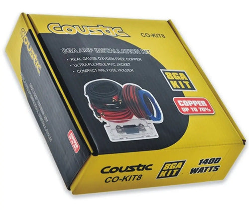 Kit De Cableado Para Instalacion De Amplificador Calibre 8 70% Cobre Libre De Oxigeno Marc