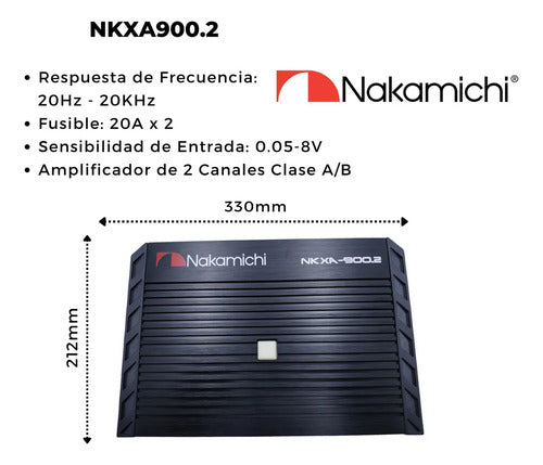 Amplificador 2 Canales Nakamichi 900w Max Clase Ab Nkxa900.2 Negro