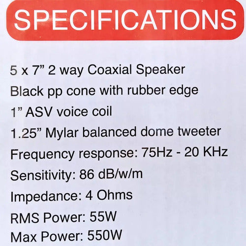 Par De Bocinas 5×7 6x8 2 Vías 350 Watts Rockseries Rks-n572 Color Negro