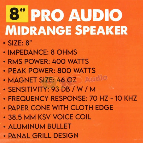 1 Medio Rango 8 400w Rms 8 Ohms Open Show Evox Storm Evx8mr Color Negro Con Naranja