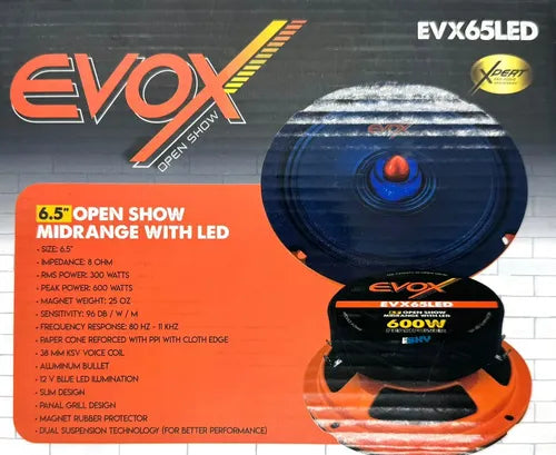 Medio Rango 6.5 300w Rms Luz Led Open Show Evox Sky Evx65led