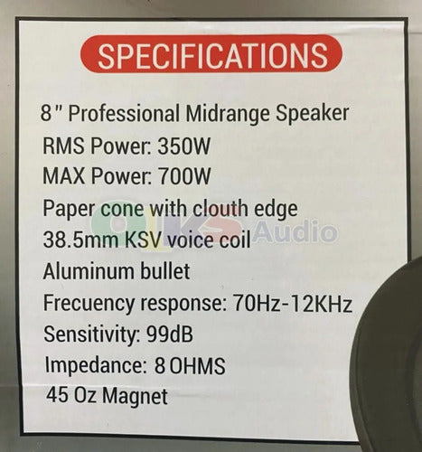 4 Medios Rangos De 8 350w Rms Open Show Rockseries Rks-r8pro