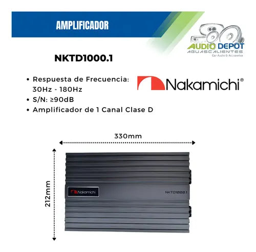 Amplificador 1 Canal Clase D 400w Rms Nakamichi Nktd1000.1