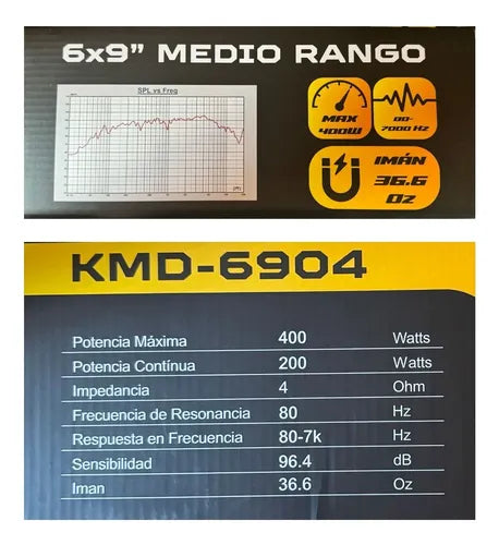 4 Medios Rangos 6x9´´ 200w Rms 4 Ohms Krack Kmd-6904