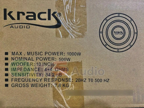 Subwoofer De 10 PuLG 1000w Krack Kwx-1044 #1 Pz Color Negro