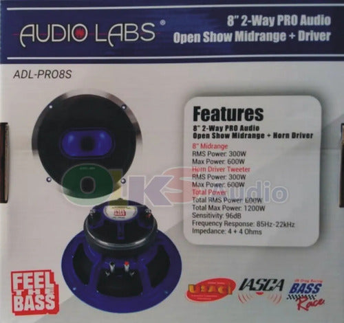 Un Medio Rango Con Driver De 8 Pulgadas De 600 Watts Rms 1200 Watts Max. Marca: Audiolabs