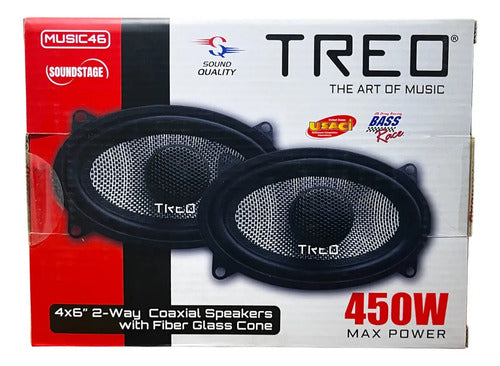 Par De Bocinas Coaxial Music46 Treo 4x6 PuLG 450w Max Negro