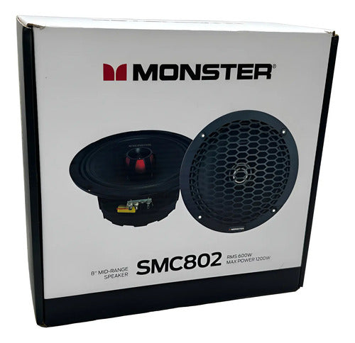2 Medio Rangos Coaxial De 8'' 600w Rms 8 Ohms Monster Smc802 Color Negro
