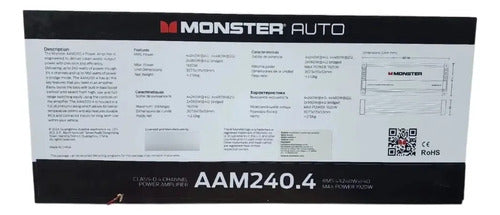 Amplificador 4 Canales X Voz Bajo 1920w Rms Monster Aam240.4