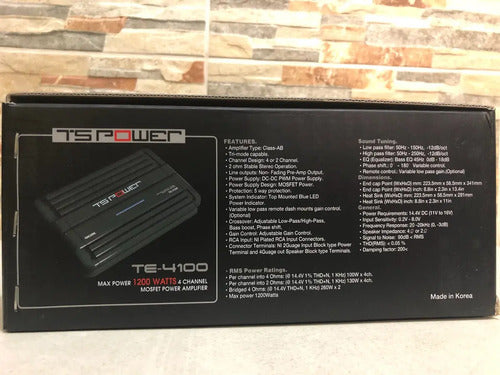 Amplificador 4 Canales Ts Power Encore Te-4100 1200 Watts
