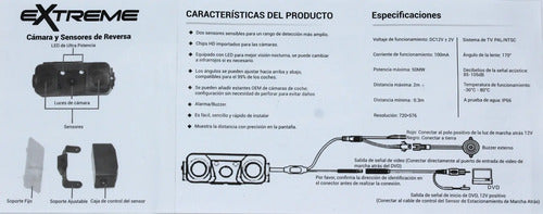 Cámara Reversa  Con 2 Sensores Reversa Led Extreme Ex-2x1and