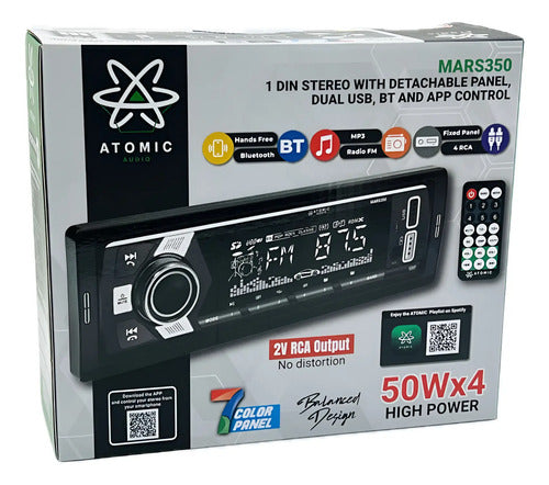 Autoestereo Bt 2usb App Control 7colores 4rca Atomic Mars350