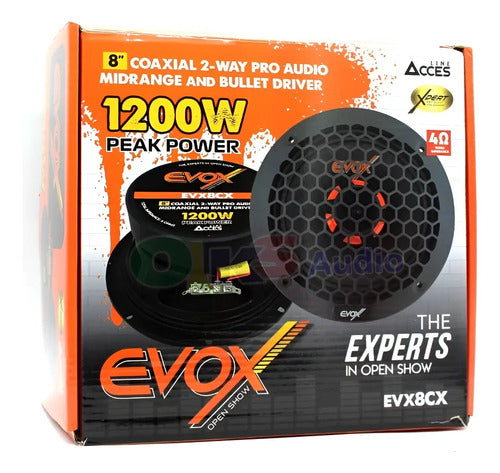 2 Medios Rangos Con Driver De 8'' 600w Rms 4 Ohm Evox Evx8cx