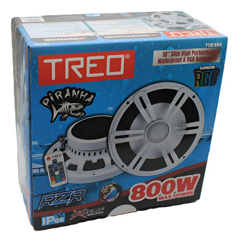 Subwoofer Marino 10  Plano 400w Rms Rgb Treo Piranha Psw10wr