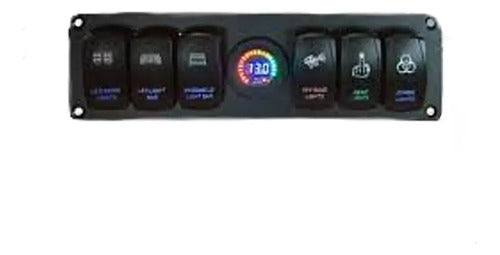 Panel Con 6 Switch Y Voltimetro 12v Rockseries Rks-sw6dv