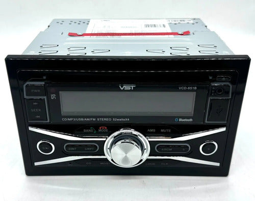 Autoestéreo Doble Din Bluetooth Usb Sd Aux Vst Vcd-651b Control Negro
