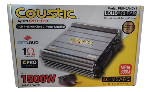 Amplificador Clase D 1canal Coustic Pro-candy1 1500 Watts Color Gris