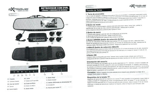 Retrovisor Cámara Reversa Extreme Ex-rt5dvr 4.3  1080p 140° Led