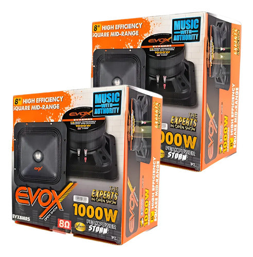 2 Medio Rango Cuadrado De 8'' 500w. Rms 8 Ohms Evox Evx8mrs