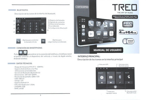 Estereo 2 Din Con Pantalla De 9 Pulgadas Wifi Vortex9 Treo Color Negro