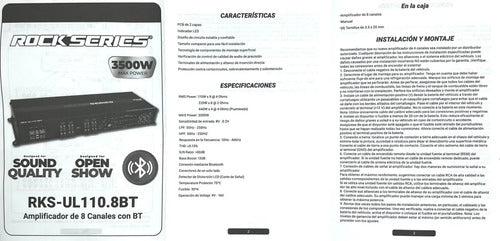 Amplificador Bt 8 Canales 1760w Rms Rockseries Rks-ul110.8bt