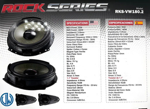 Set De Medios Plug & Play Vw Rock Series Rks-vw180.2 8 PLG