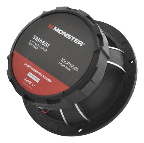 Medio Rango Monster Sma651 6.5 PuLG 500 Rms 8 Ohms Open Show Color Negro