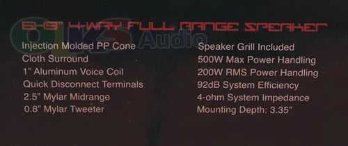 Par De Bocinas 6x9´´ De 4 Vias 200 Watts Rms Ts Power Ts.694