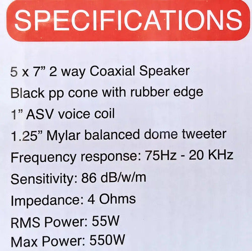 Par De Bocinas 5×7 6x8 2 Vías 350 Watts Rockseries Rks-n572 Color Negro