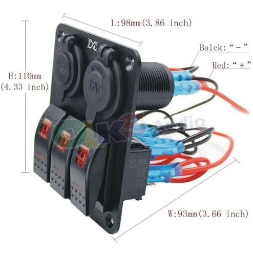 Panel 3 Switch Botonera Usb Cargador Rockseries Rks-sw3usb