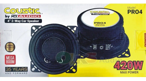 Bocinas 4 Pulgadas Coustic Pro4 2 Vias 400 Watts Max Color Negro