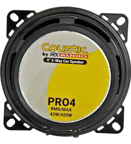 Bocinas 4 Pulgadas Coustic Pro4 2 Vias 400 Watts Max Color Negro