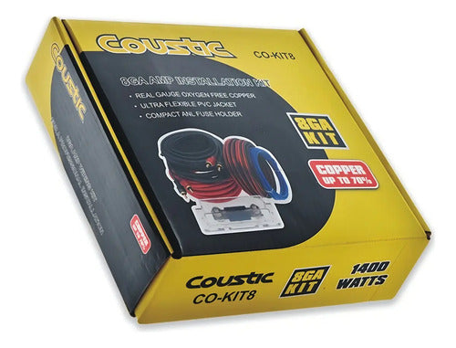 Kit De Cableado Para Instalacion De Amplificador Calibre 8 70% Cobre Libre De Oxigeno Marc