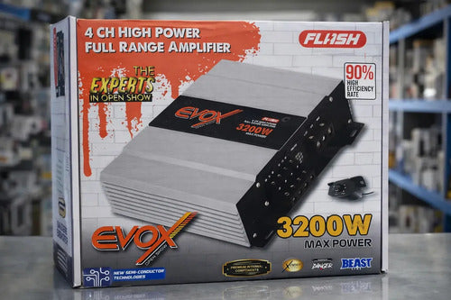 Amplificador Full Range 4 Canales Evox Flash 3200w Gris